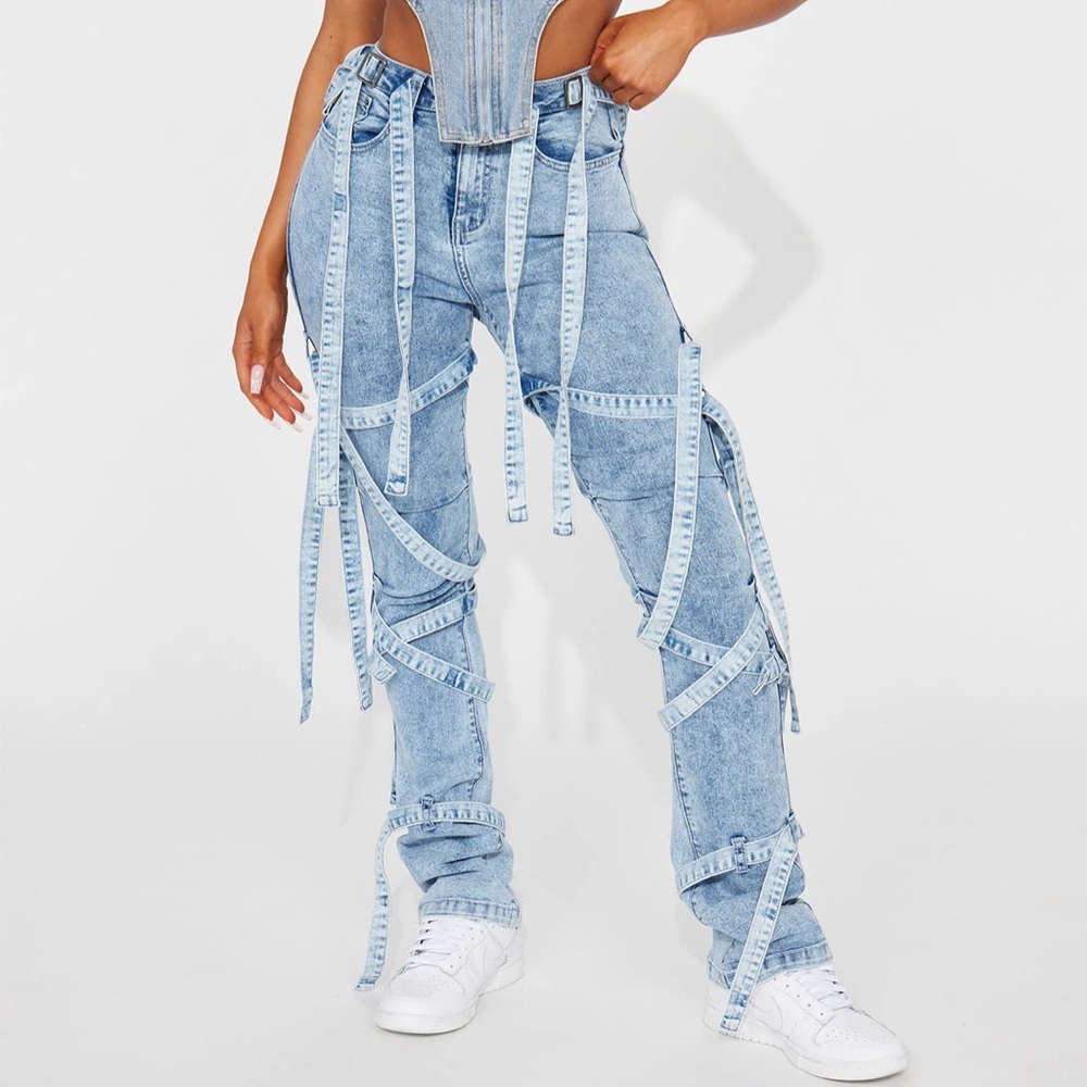 Strapped Slim-Straight NWT Stretch Jeans